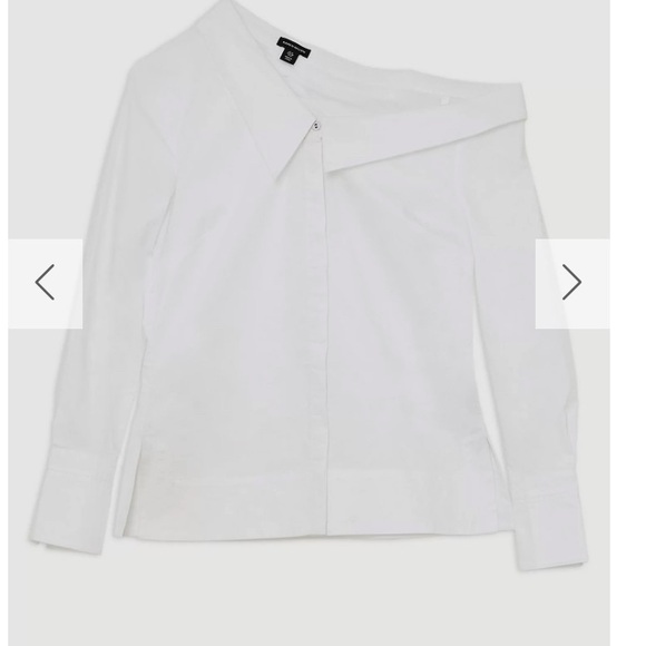 NWT Karen Millen poplin Asymmetric Longline Woven blouse Sz 6 white - Picture 2 of 9